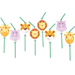 Juego de 8 Pajitas Animales de la Selva