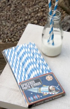 Juego de 25 Pajitas Azul Vintage