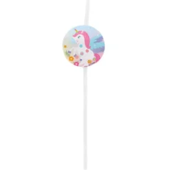 Juego de 10 Pajitas de Plástico Unicornio Arcoíris