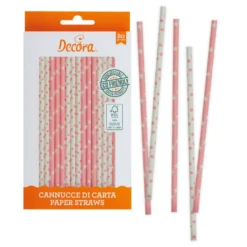 Juego de 80 Pajitas Rosas y Blancas