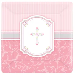 Juego de 8 platos de comunión rosa 17cm