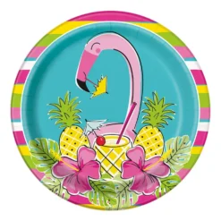 Juego de 8 Platos Flamingo y Piñas 22 cm