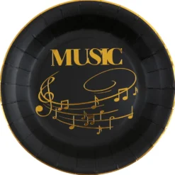 Juego de 10 Platos Negros Música 22 cm