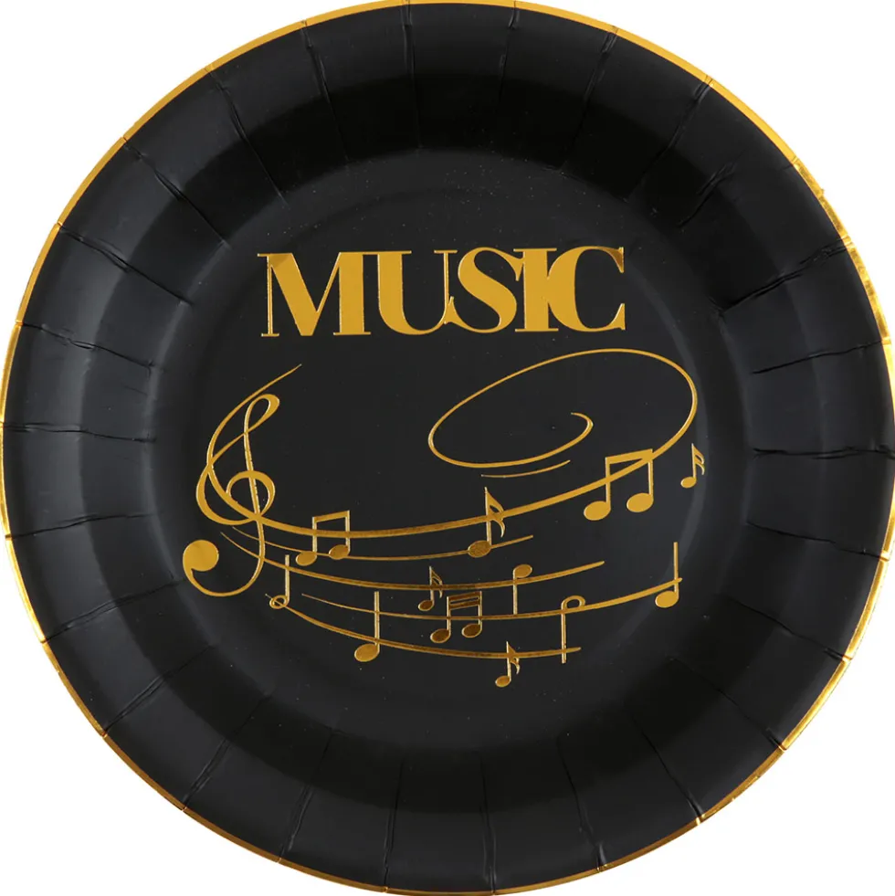 Juego de 10 Platos Negros Música 22 cm