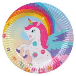Juego de 6 Platos Unicornio Arcoíris 18 cm