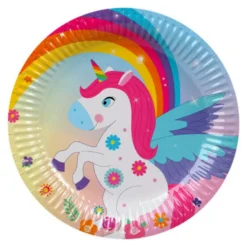 Juego de 6 Platos Unicornio Arcoíris 23 cm