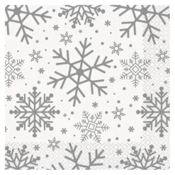 Juego de 16 Servilletas Copos de Nieve