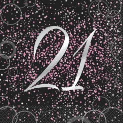 Juego de 16 Servilletas 21 Cumpleaños Rosa