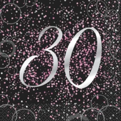 Juego de 16 Servilletas 30 Cumpleaños Rosa
