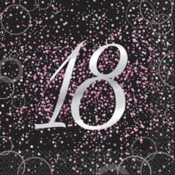Juego de 16 Servilletas 18 Cumpleaños Rosa