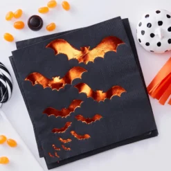 Juego de 20 Servilletas Murciélagos Halloween 17 cm