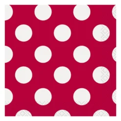 Juego de 16 servilletas Rojas con Lunares Blancos 17 cm