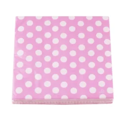 Juego de 12 servilletas Rosas con Lunares Blancos