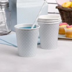 Juego de 8 Vasos Azul Pastel con Lunares