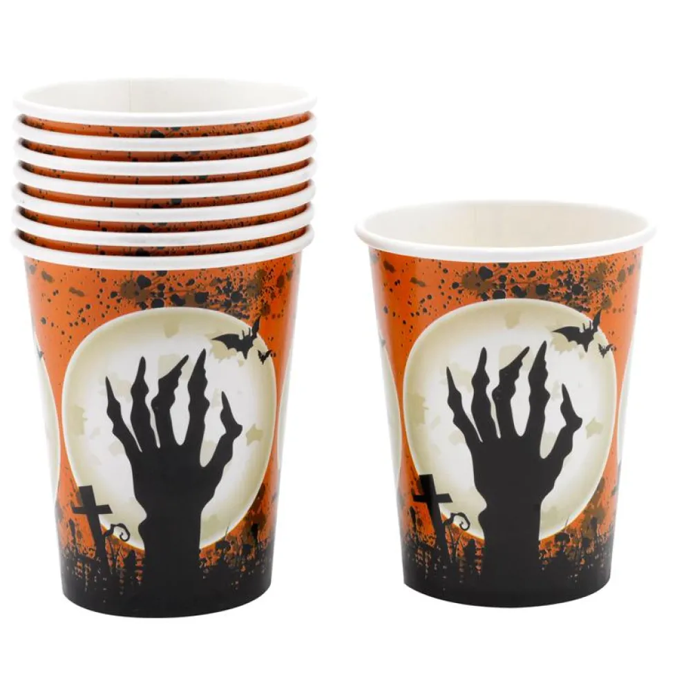 Juego de 8 vasos cementerio Halloween