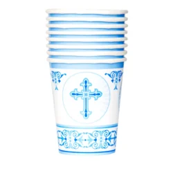 Juego de 8 Vasos Comunión Cruz Azul