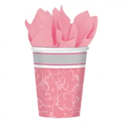 Juego de 8 vasos comunión rosa