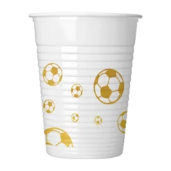 Juego 8 de vasos de plástico Balón de Oro 200 ml.