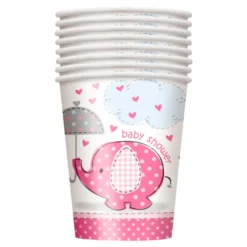 Juego de 8 Vasos Elefante Rosa