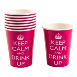 Juego de 8 vasos Keep Calm color rosa