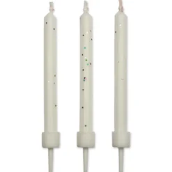 Juego de 10 Velas Blancas con Brillo 6 cm