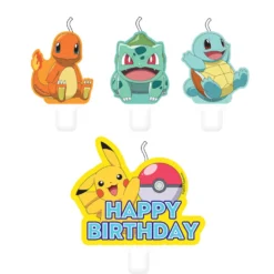 Juego de 4 Velas Cumpleaños Pokémon