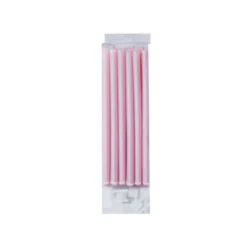 Juego de 12 velas rosa perlado 10cm