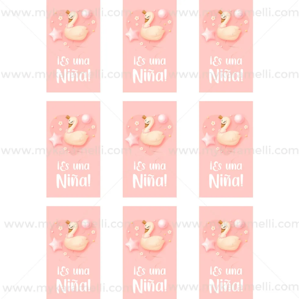 Juego 9 Impresiones Papel Comestible Es una Niña B