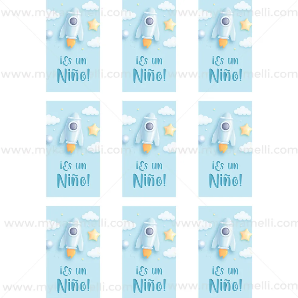 Juego 9 Impresiones Papel Comestible Es un Niño B