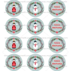 Juego 12 Impresiones Papel de Azúcar Navidad Modelo F 6 cm