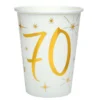 Juego 10 Vasos 70 años Oro 220 ml