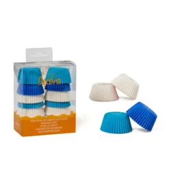 Mini cápsulas Cupcakes Blancas, Celestes y Azules 200 uds