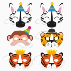 Máscara de Fiesta Animales Safari 20 x 15 cm - Pack 6 uds
