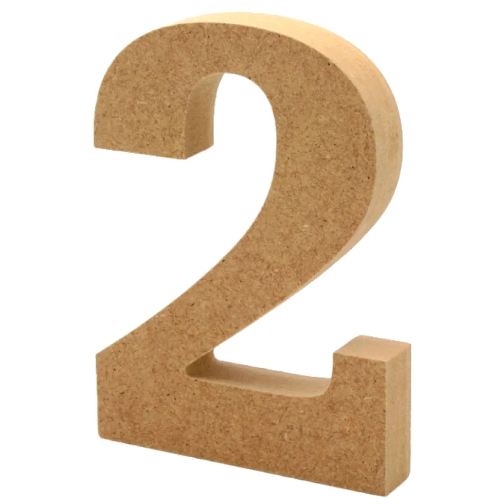 Número 2 de madera 12cm