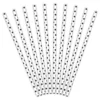 Pack de 10 Pajitas de Papel Blancas con Lunares Negros