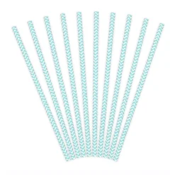 Pack de 24 Pajitas de Papel Chevron Azul Claro