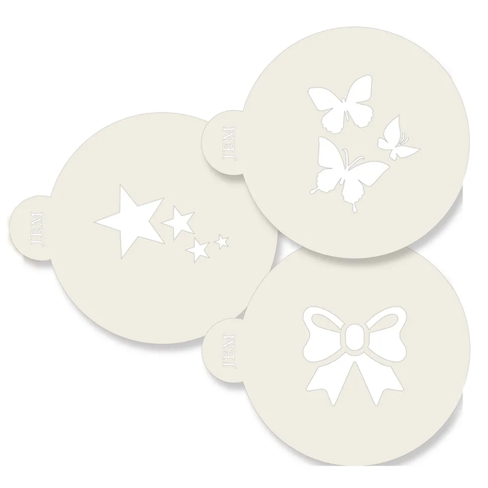 Pack de 3 stencils Estrellas Lazo y Mariposas