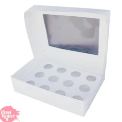 Pack 25 - Caja Para 12 Muffins Blanca Con Ventana
