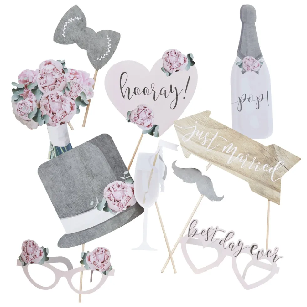 Pack de 10 Artículos de Photocall para Bodas Tonos Pastel