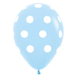 Pack de 10 globos azules con lunares blancos