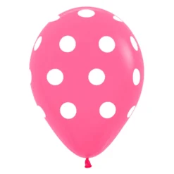 Pack de 12 Globos Rosas con Lunares Blancos