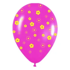 Pack de 10 globos rosas y amarillos con margaritas impresas