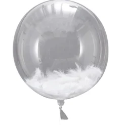 Pack de 3 Globos Transparentes con Plumas en el Interior 45 cm.