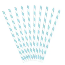 Pack de 10 Pajitas de Papel Azul Claro