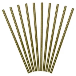 Pack de 10 Pajitas de Papel Doradas 19cm