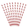 Pack de 10 Pajitas de Papel Rayas Rojas