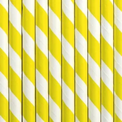 Pack de 10 Pajitas de Papel Rayas Amarillas
