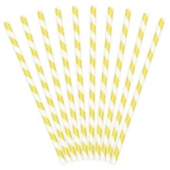 Pack de 10 Pajitas de Papel Rayas Amarillas