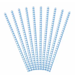 Pack de 10 Pajitas de Papel Rombos Azules