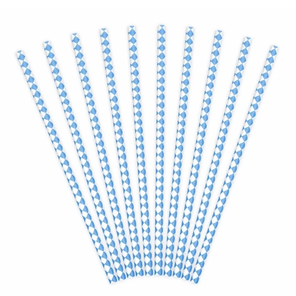 Pack de 10 Pajitas de Papel Rombos Azules